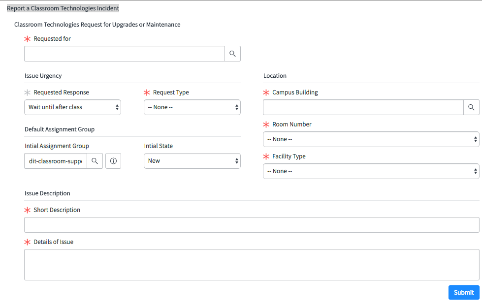 Classroom support form