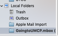 Mbox will appear under Local Folders
