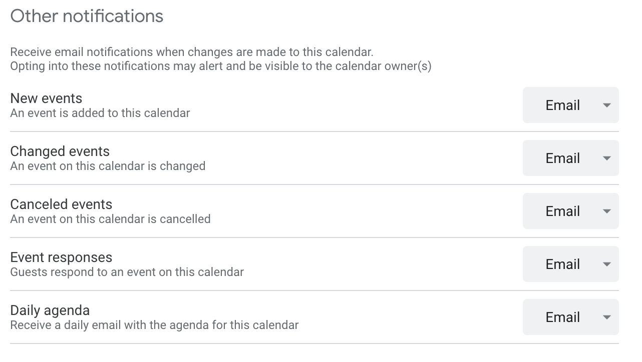 Illustration for Other Notifications in Google Calendar