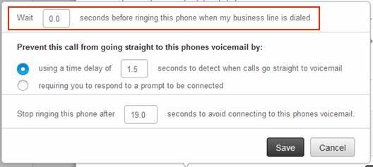 Screenshot showing how long the wait is before dialing.