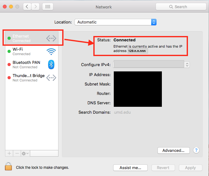change to wired internet connection for mac os sierra