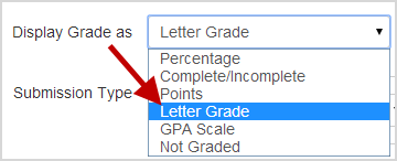 Display grade options