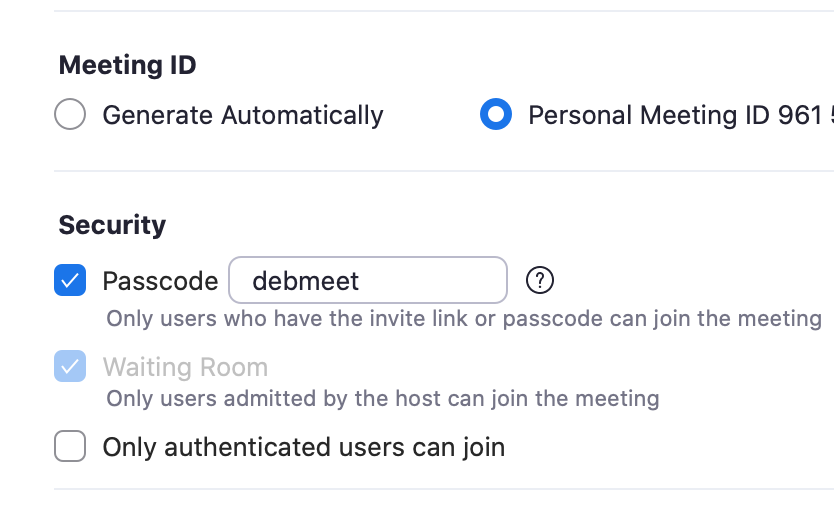 Authenticated Users selection is now under Securing Settings in Zoom
