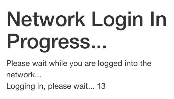 As the network logs you in, a countdown is displayed on screen.